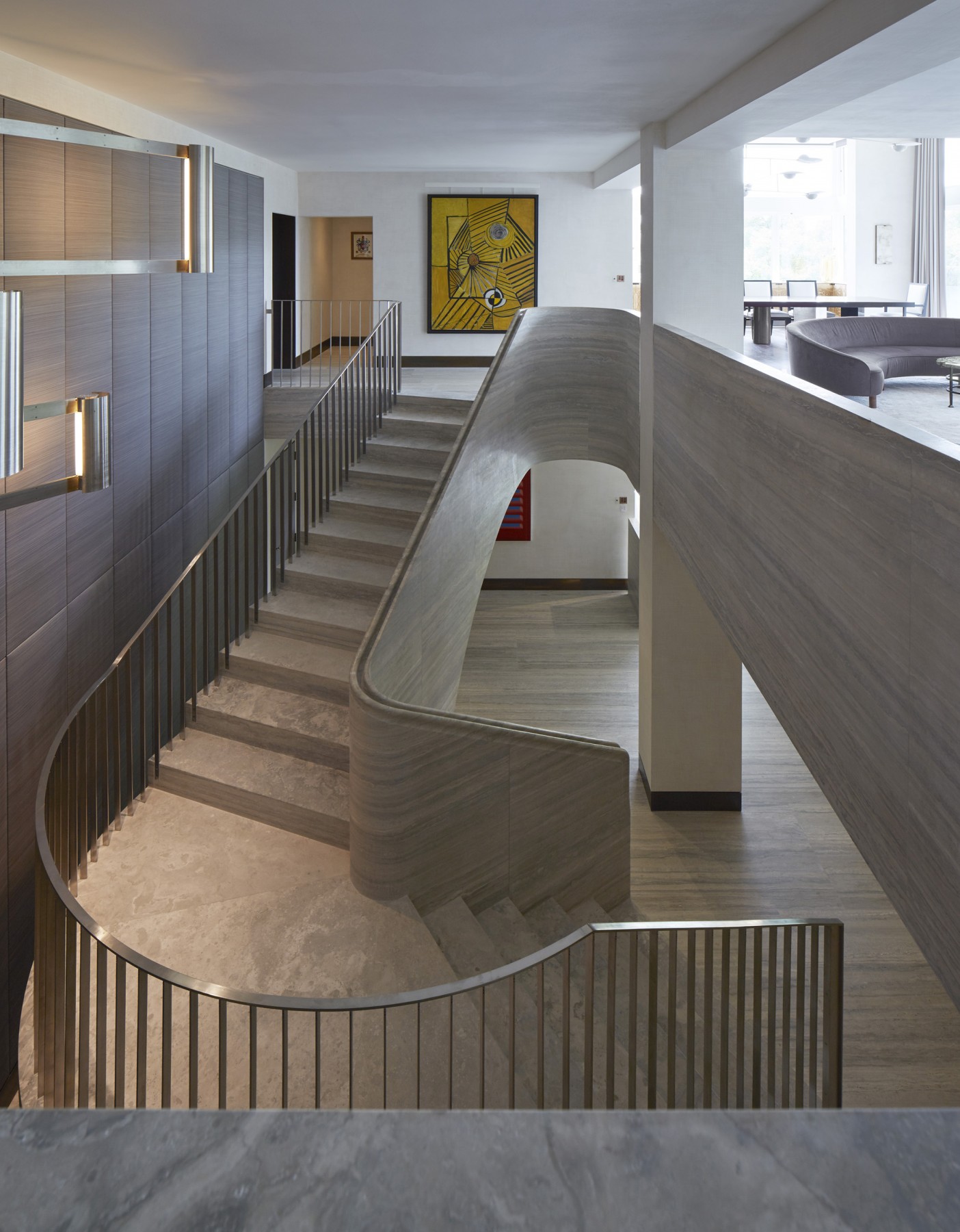 Jamie-Fobert-Architects- Travertine-stair-central-London-duplex-luxury-apartment- elegant-stone-stair